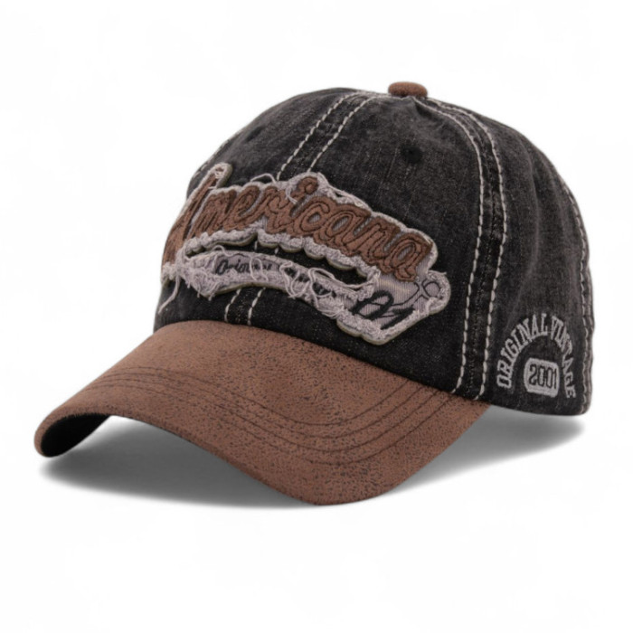 Бейсболка Liss AMERICANA комбі козирок-шкіра чорний