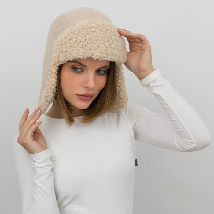 Шапка Vilss INVERNO Cashmere Ram linen/l.beige (льон/св.беж)