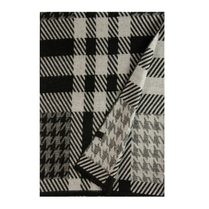 Шарф БОСС смуги-гусяча лапка чорний/білий