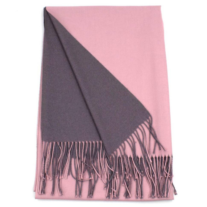 Палантин КАШЕМІР Двосторонній роуз/тем.сірий