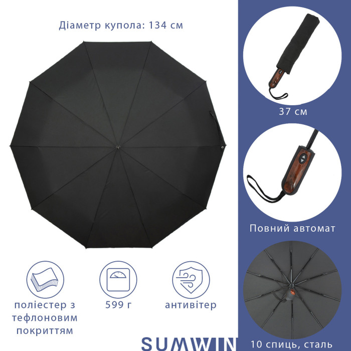 Парасолька Trust 31790 чорний 3 скл 10 сп